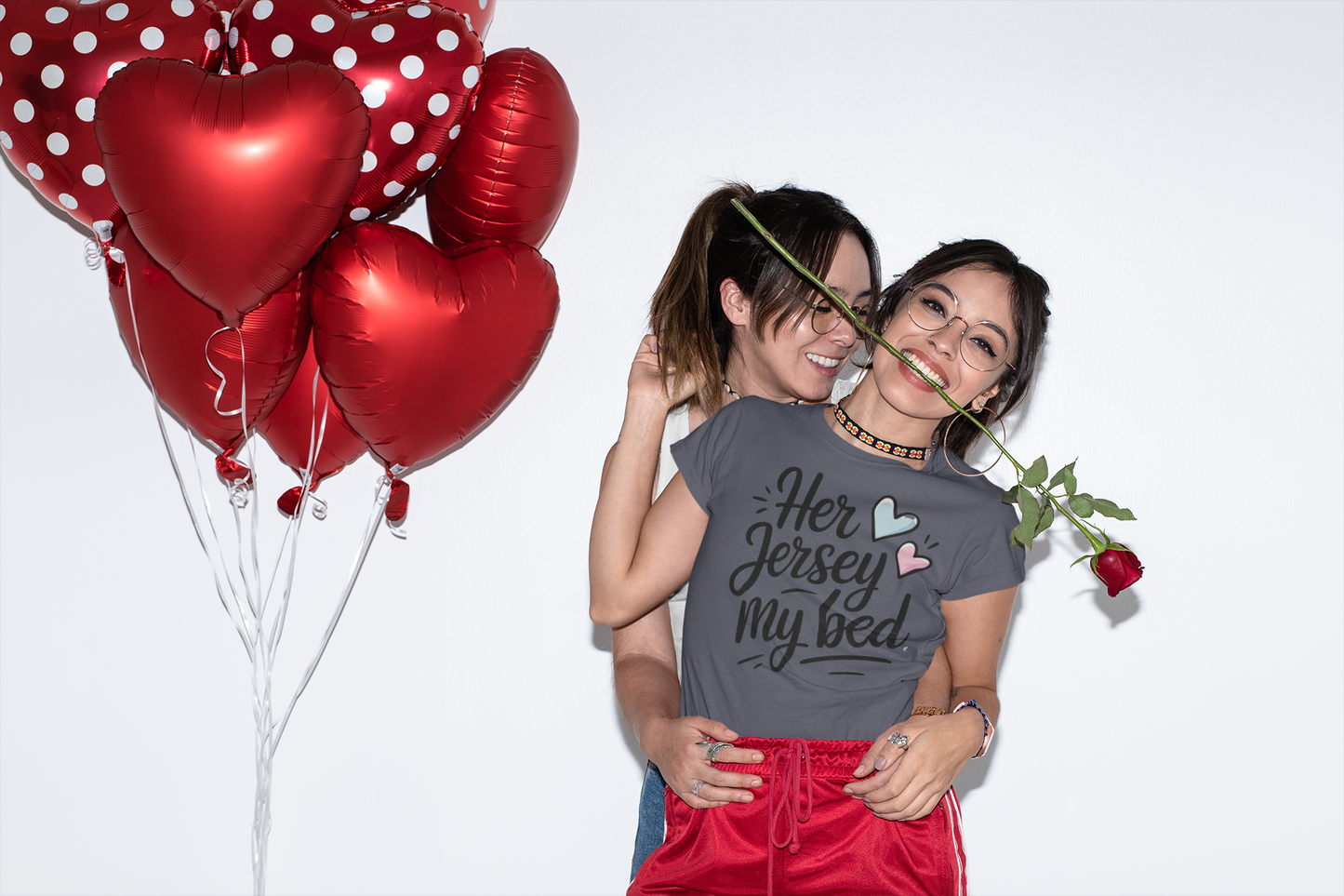 Her Jersey My Bed – Cute Sapphic Script Tee