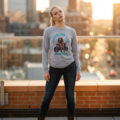 Courageous Females on Motorcycle Long Sleeve Tee