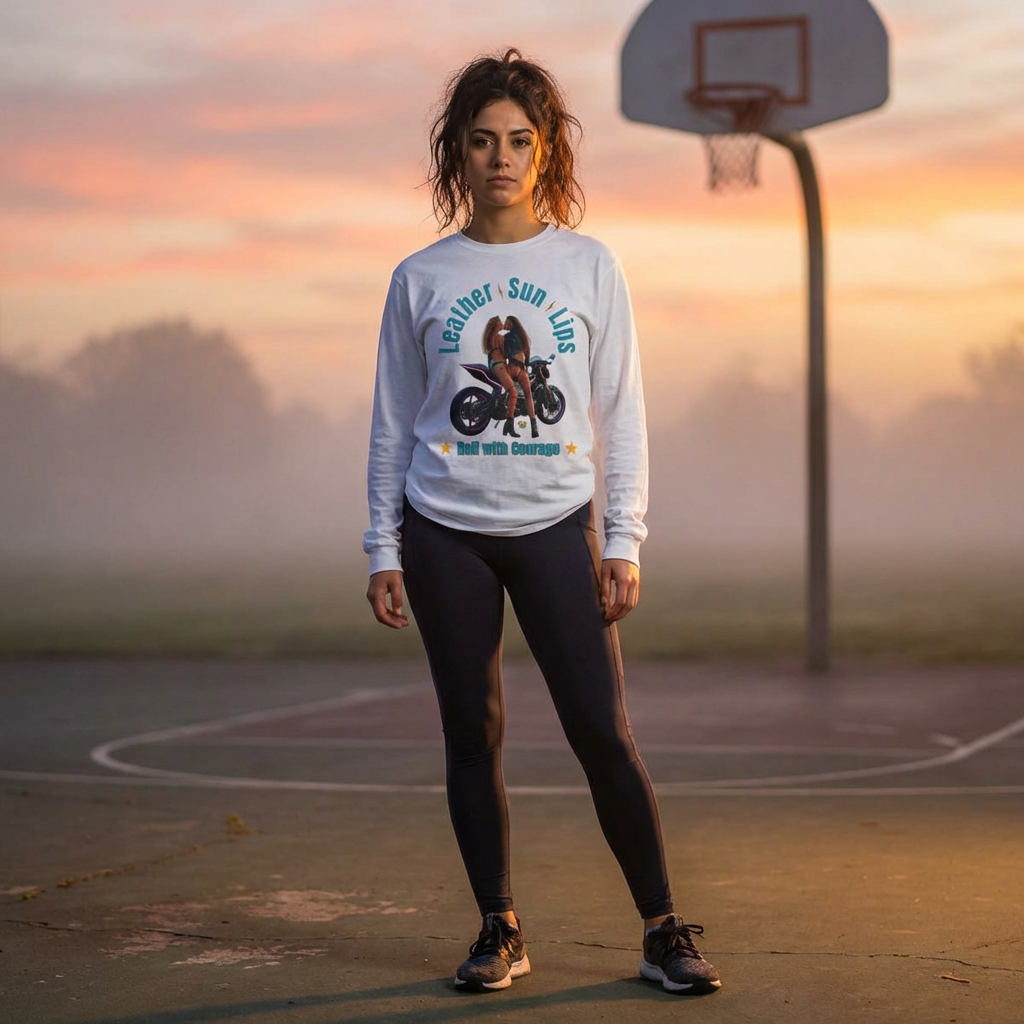 Courageous Females on Motorcycle Long Sleeve Tee