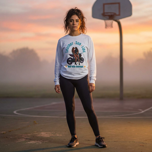 Courageous Females on Motorcycle Long Sleeve Tee