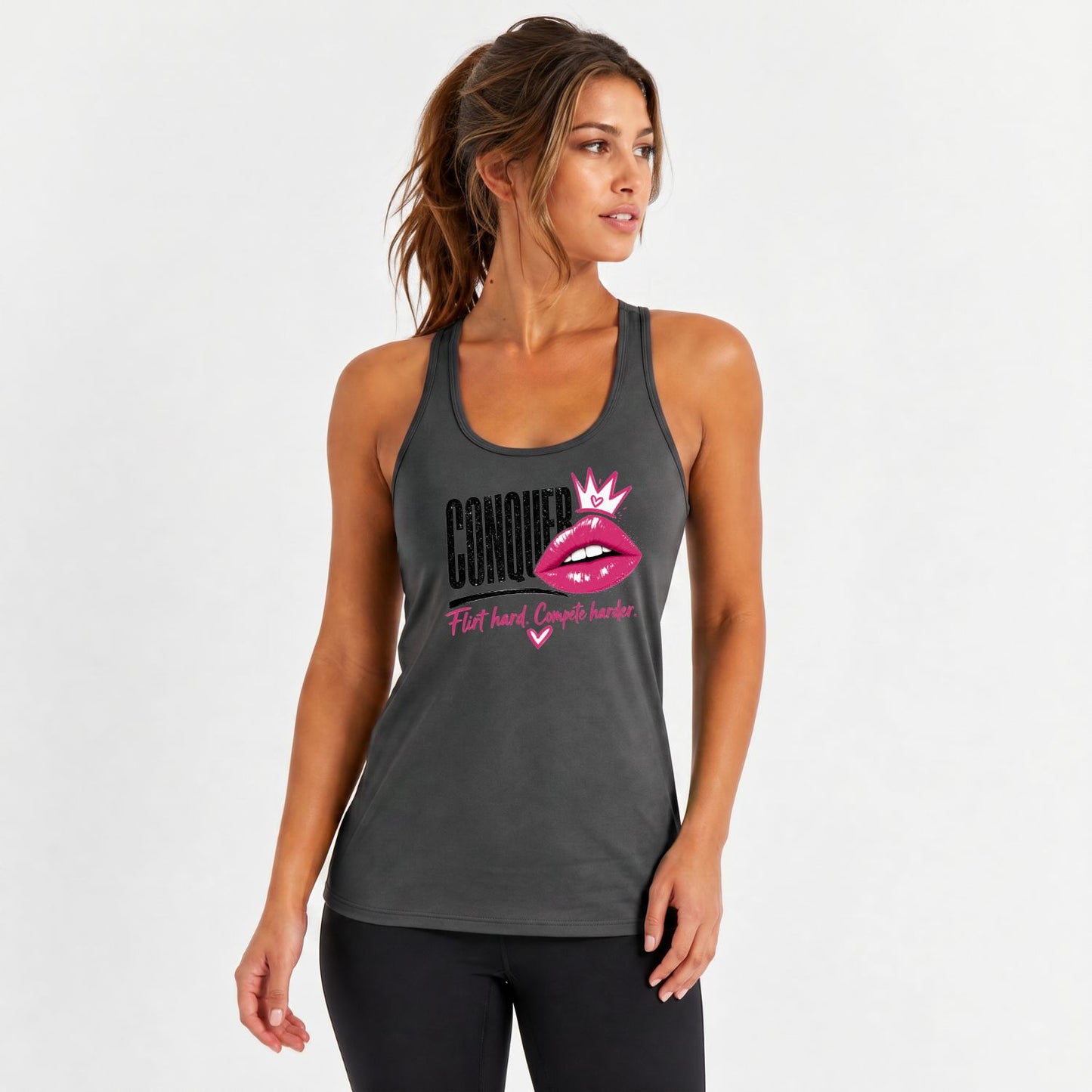 Conquer Flirt Hard Racerback Tank