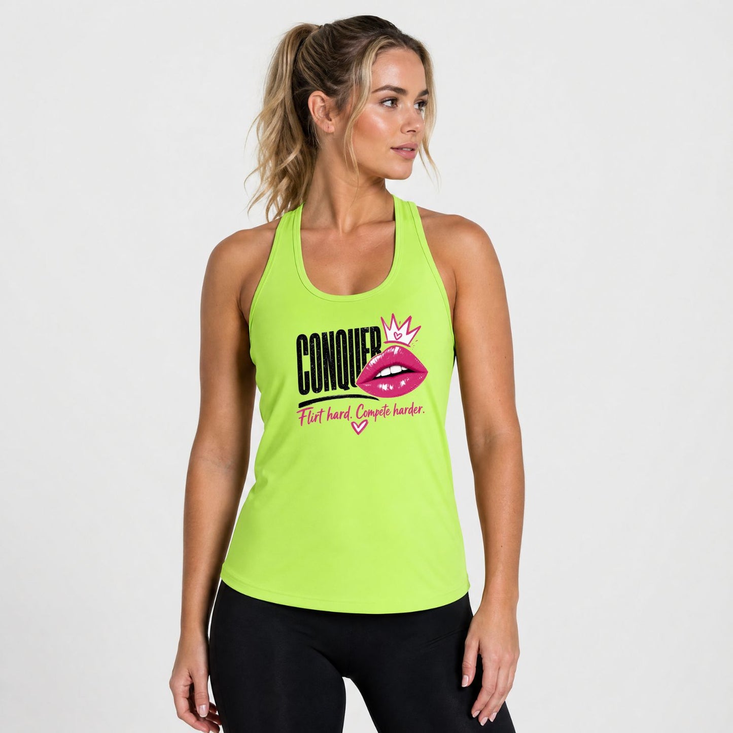 Conquer Flirt Hard Racerback Tank