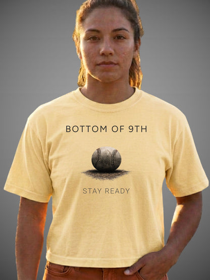 Bottom of 9th Baseball Boxy Tee – Stay Ready