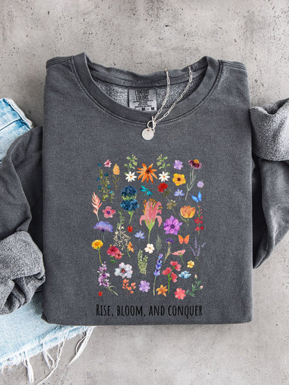 Rise, Bloom & Conquer — Lightweight 100% Cotton Crewneck