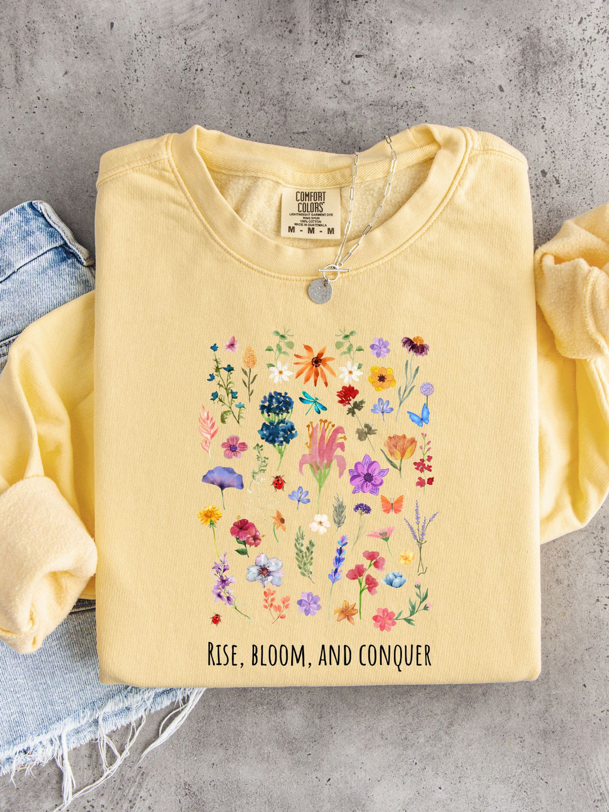 Rise, Bloom & Conquer — Lightweight 100% Cotton Crewneck