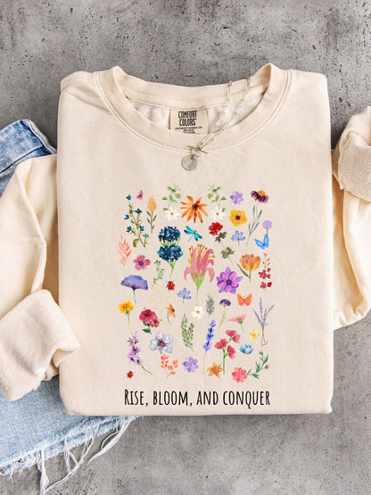 Rise, Bloom & Conquer — Lightweight 100% Cotton Crewneck