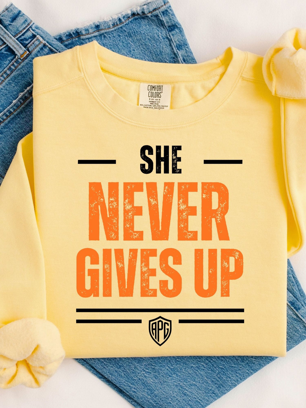 She Never Gives Up Crewneck Sweatshirt