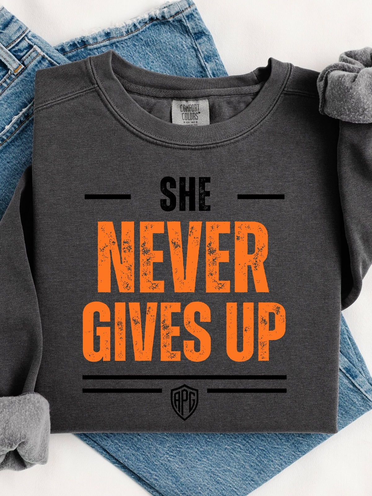 She Never Gives Up Crewneck Sweatshirt