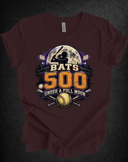 Bats .500 Under a Full Moon Softball Tee | APG After Dark |  Unisex T-Shirt