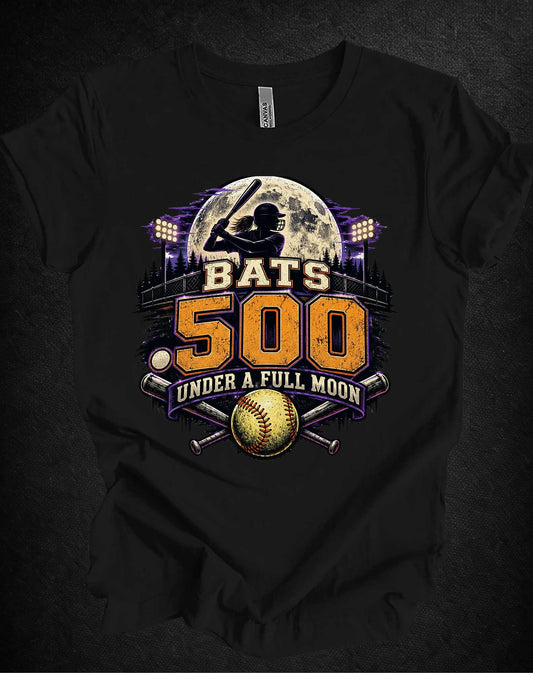 Bats .500 Under a Full Moon Softball Tee | APG After Dark |  Unisex T-Shirt