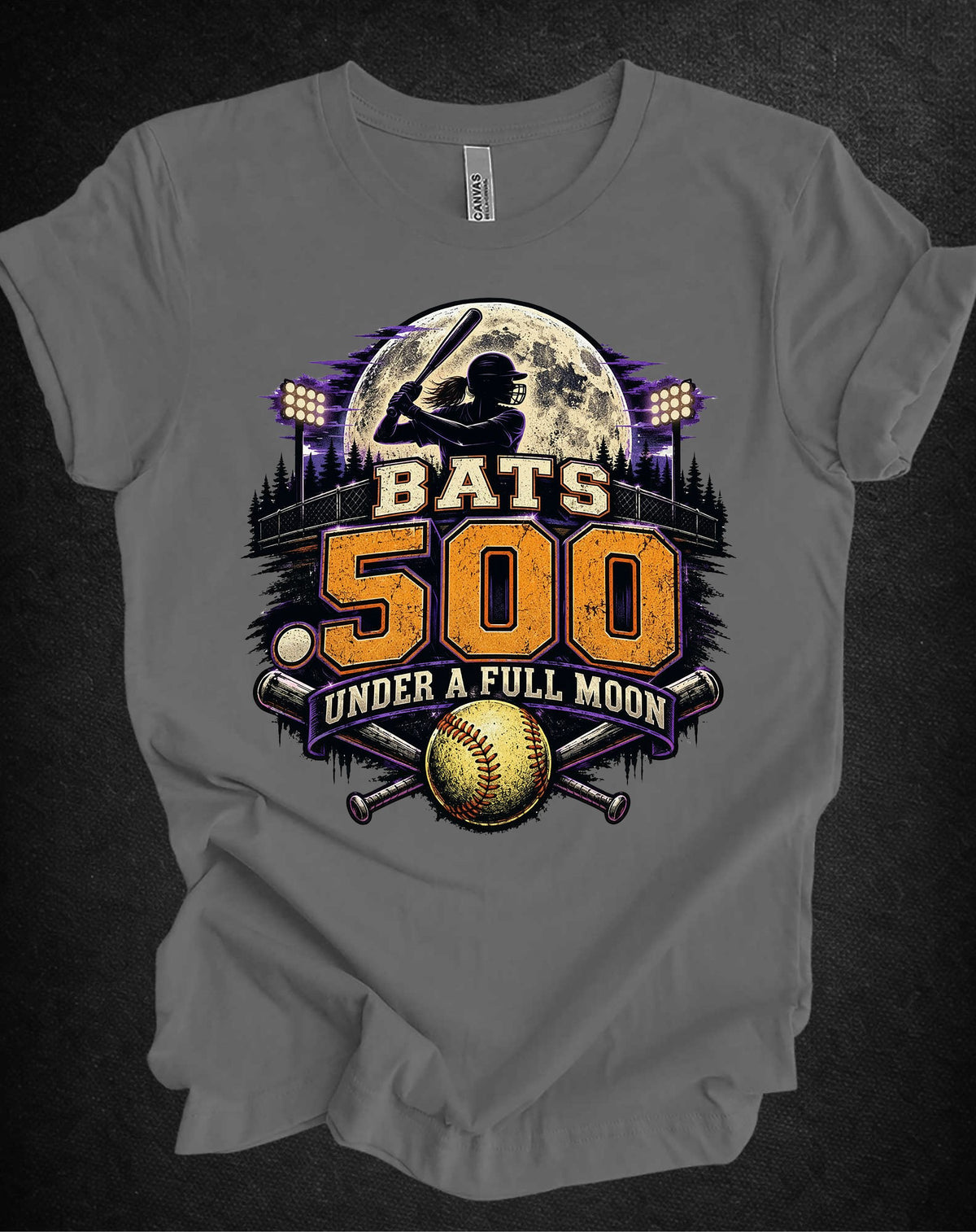 Bats .500 Under a Full Moon Softball Tee | APG After Dark |  Unisex T-Shirt