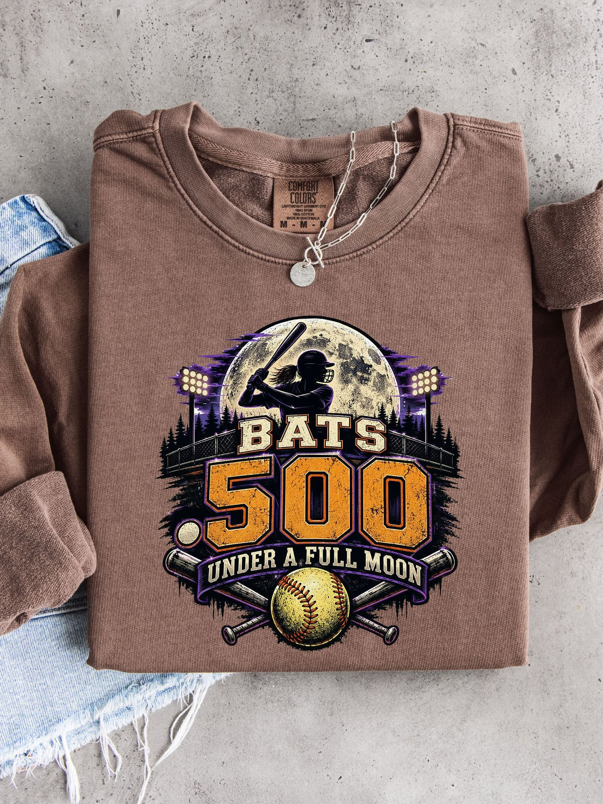 Bats .500 Under a Full Moon Lightweight Crewneck