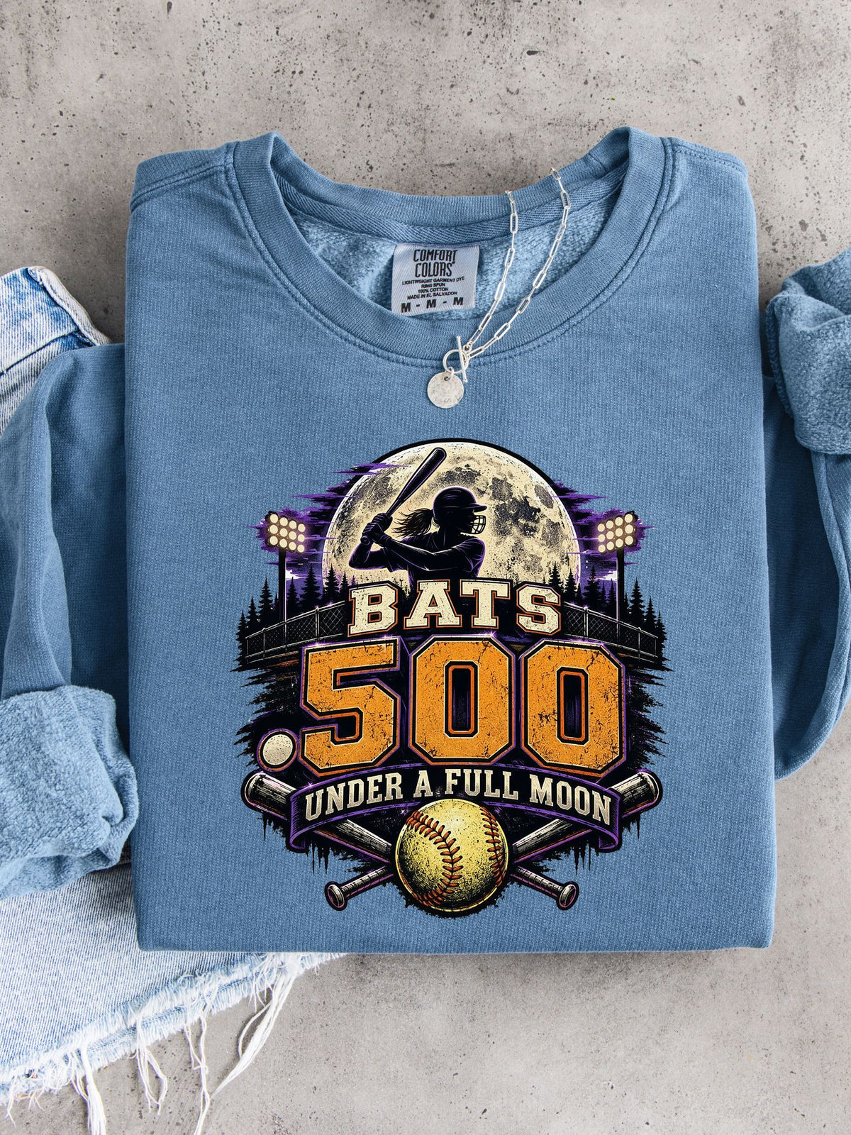 Bats .500 Under a Full Moon Lightweight Crewneck