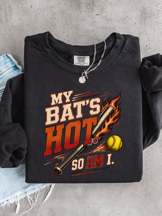 My Bat’s Hot. So Am I. Lightweight Crewneck