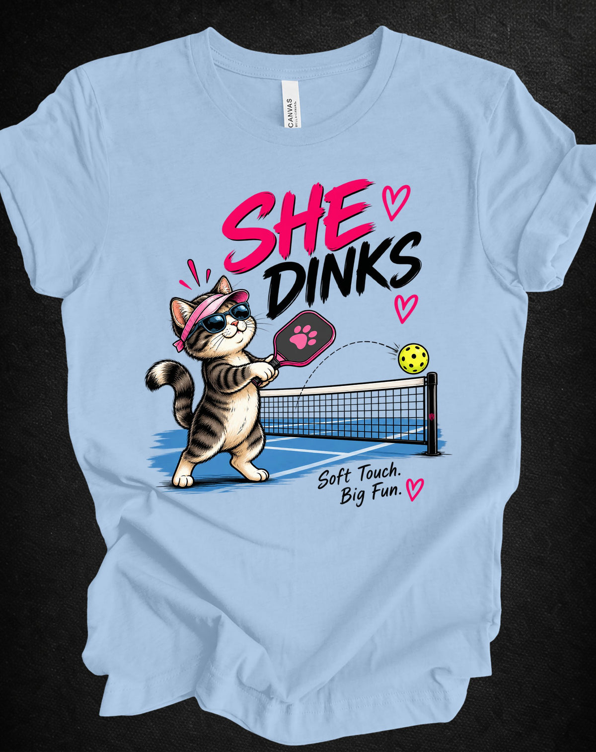 She Dinks Cat Pickleball Tee – Soft Touch, Big Fun