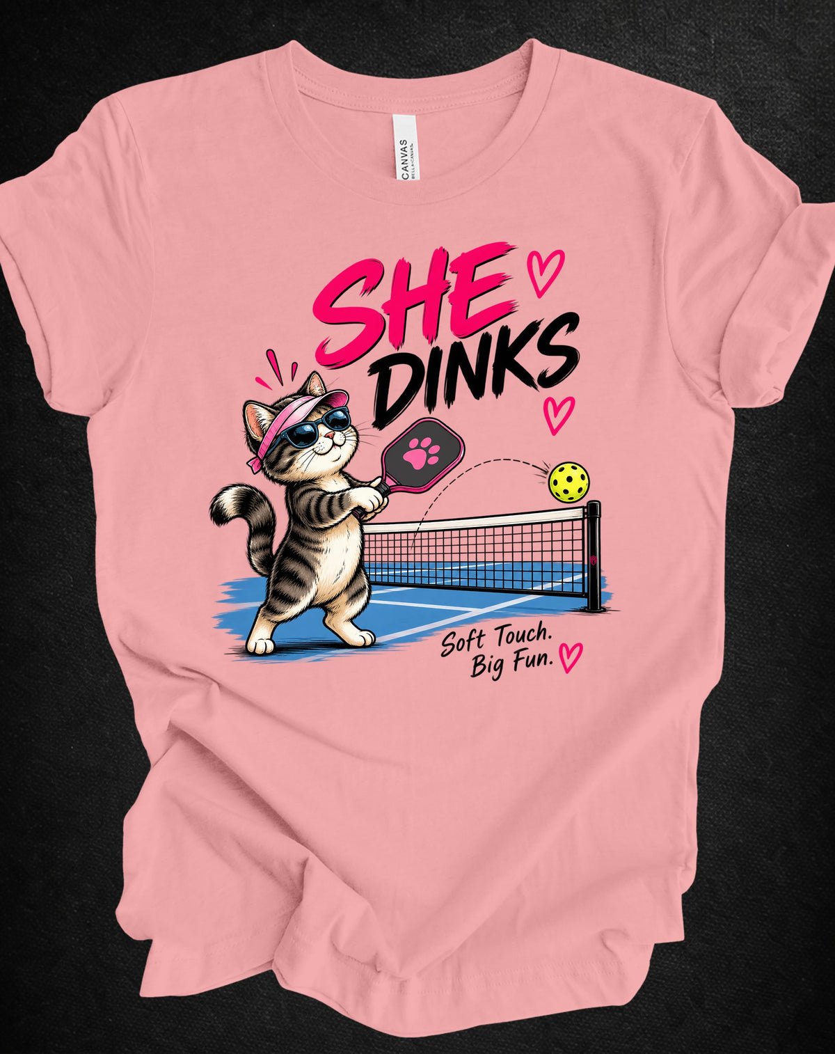 She Dinks Cat Pickleball Tee – Soft Touch, Big Fun