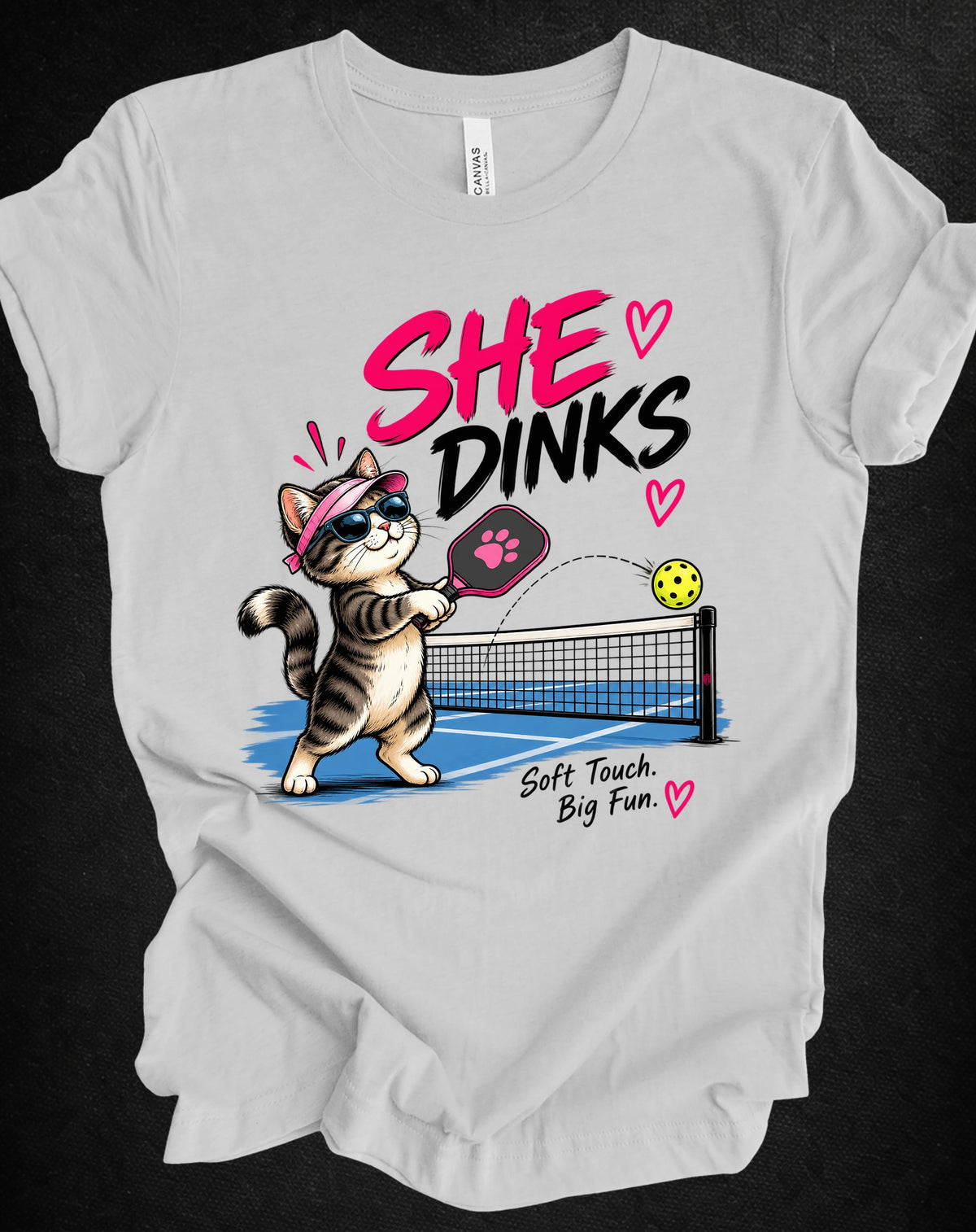 She Dinks Cat Pickleball Tee – Soft Touch, Big Fun