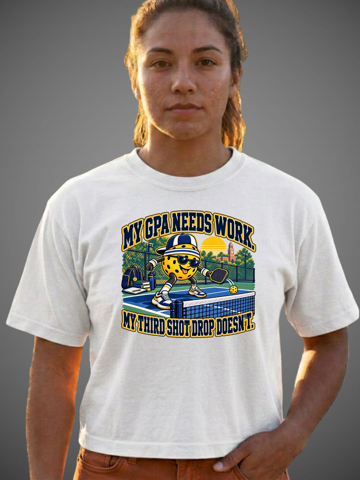 My GPA Needs Work. My Third Shot Drop Doesn’t. — Women’s Boxy Tee