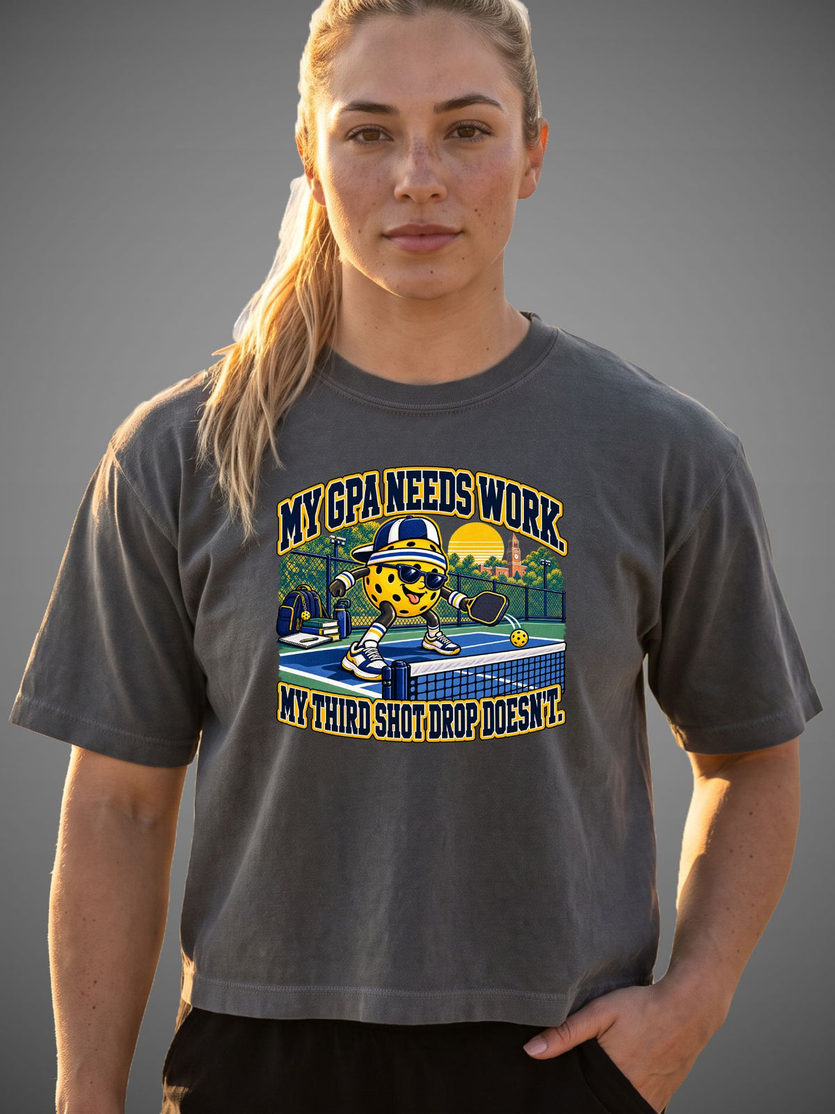 My GPA Needs Work. My Third Shot Drop Doesn’t. — Women’s Boxy Tee