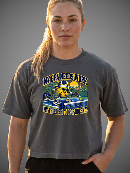 My GPA Needs Work. My Third Shot Drop Doesn’t. — Women’s Boxy Tee