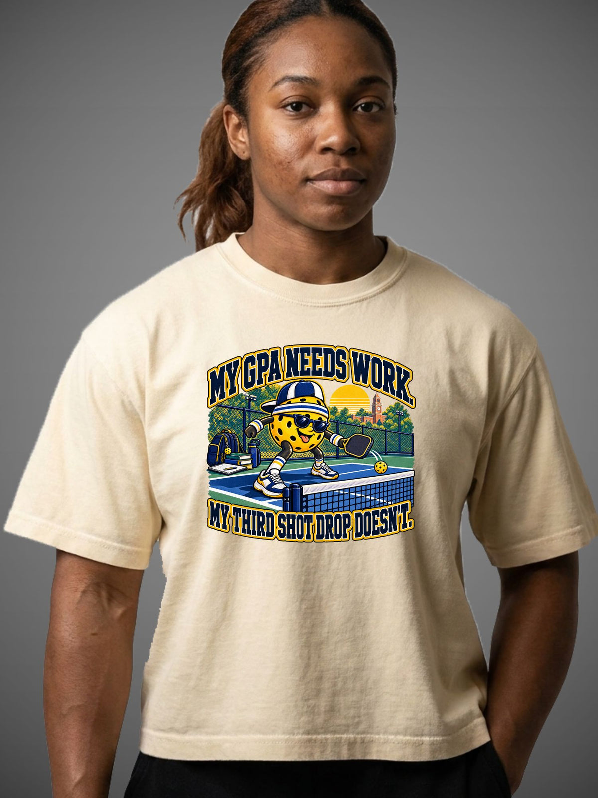 My GPA Needs Work. My Third Shot Drop Doesn’t. — Women’s Boxy Tee