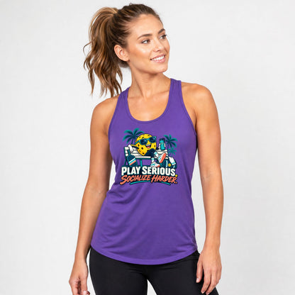 Play Serious. Socialize Harder. Women’s Pickleball Racerback Tank