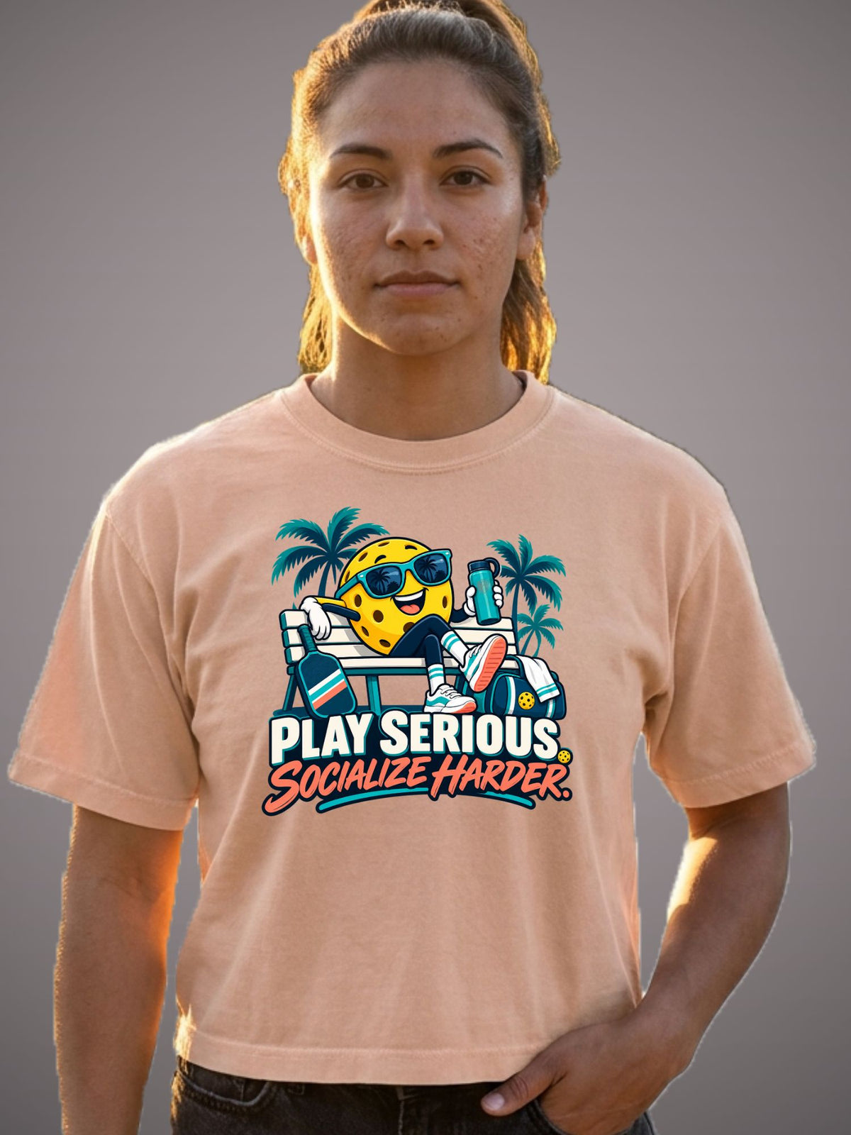 Play Serious. Socialize Harder. Pickleball Women’s Boxy Tee