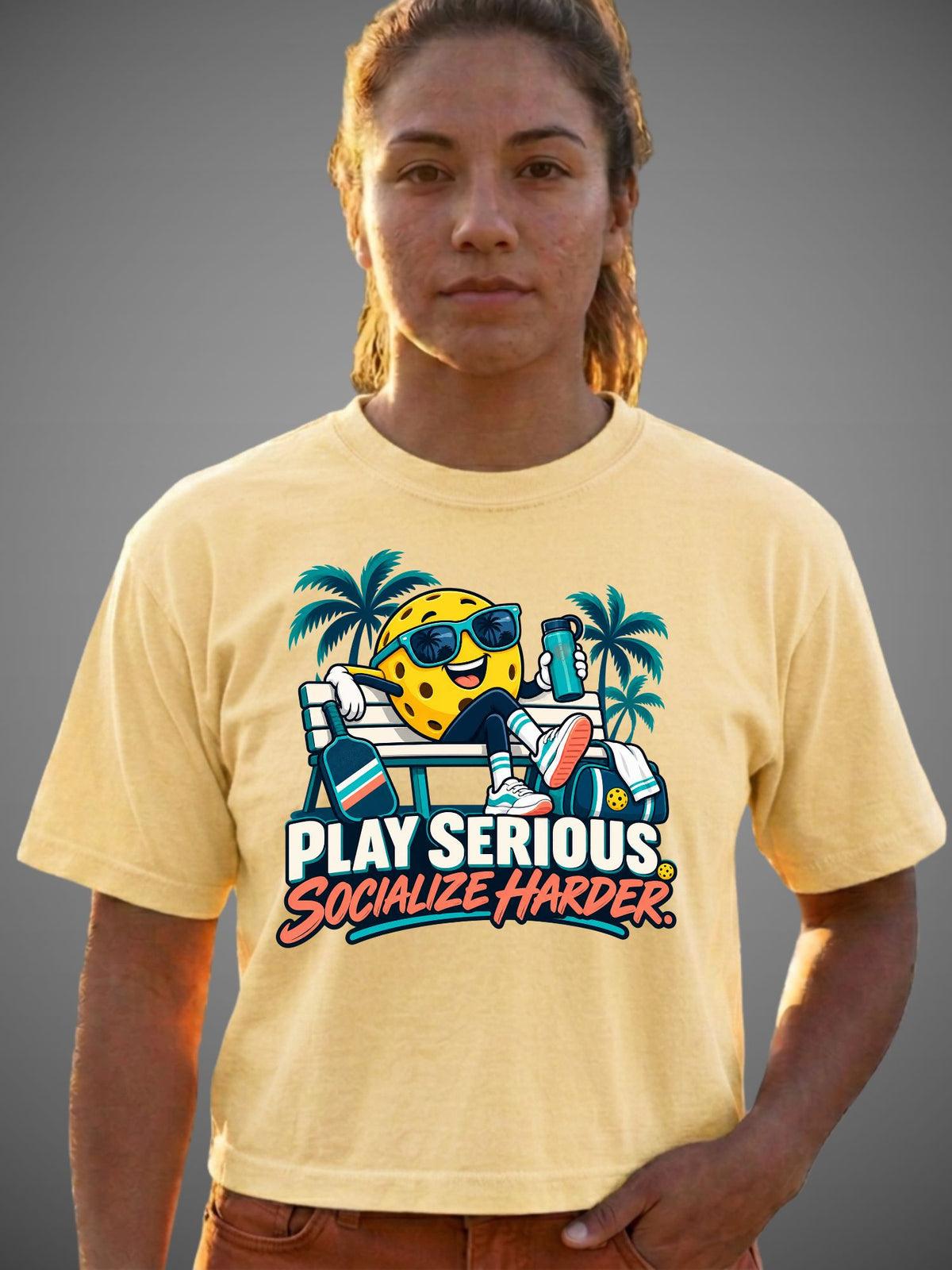 Play Serious. Socialize Harder. Pickleball Women’s Boxy Tee