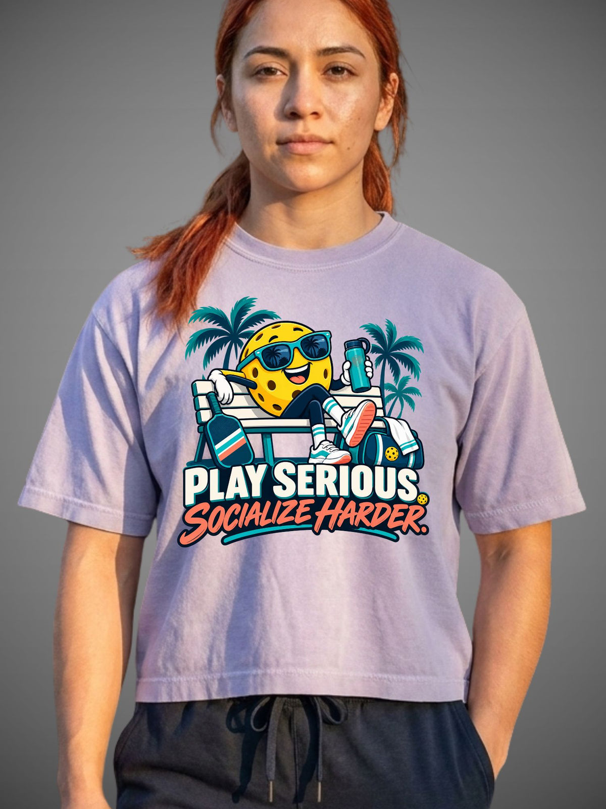 Play Serious. Socialize Harder. Pickleball Women’s Boxy Tee