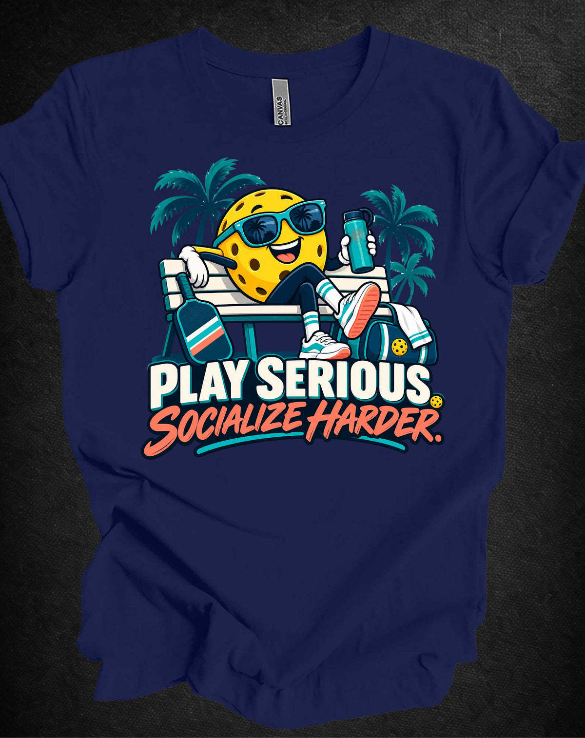 Play Serious. Socialize Harder. Unisex Pickleball T-Shirt