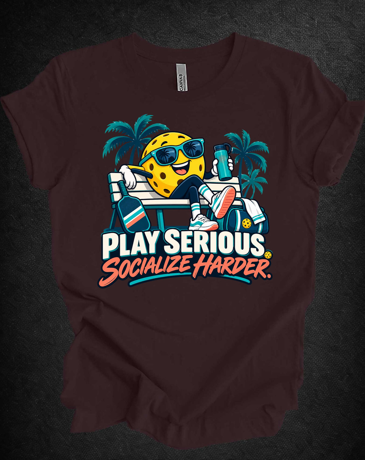 Play Serious. Socialize Harder. Unisex Pickleball T-Shirt