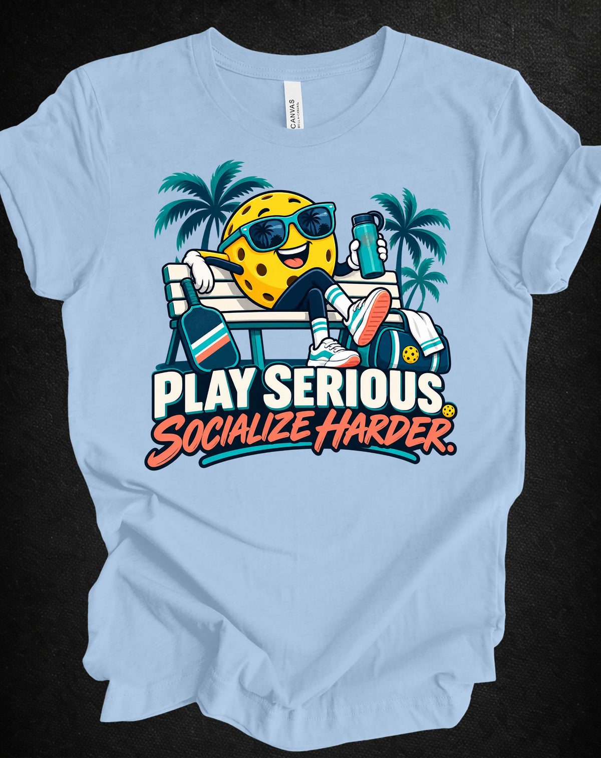 Play Serious. Socialize Harder. Unisex Pickleball T-Shirt