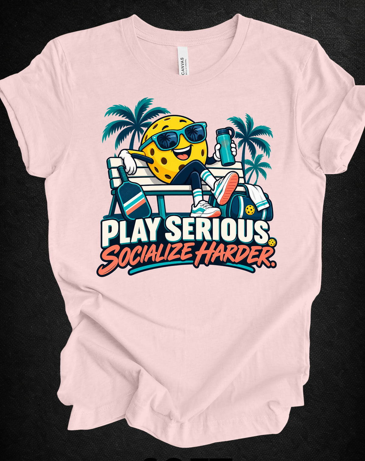 Play Serious. Socialize Harder. Unisex Pickleball T-Shirt