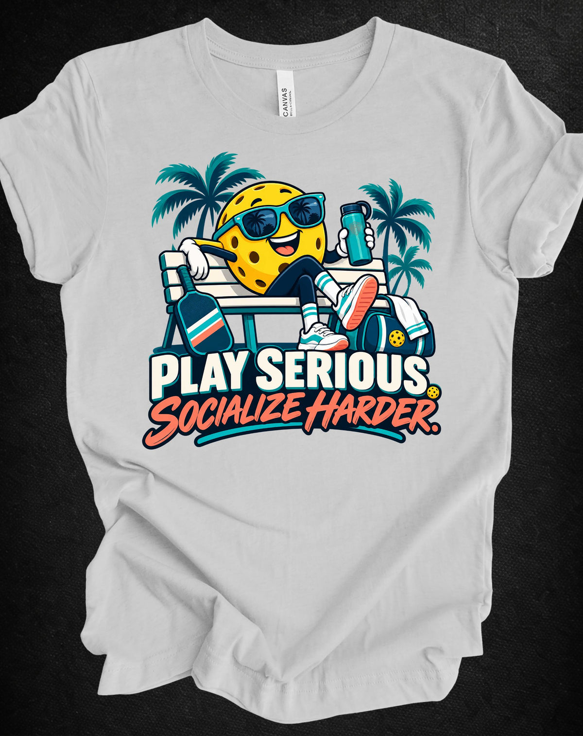 Play Serious. Socialize Harder. Unisex Pickleball T-Shirt