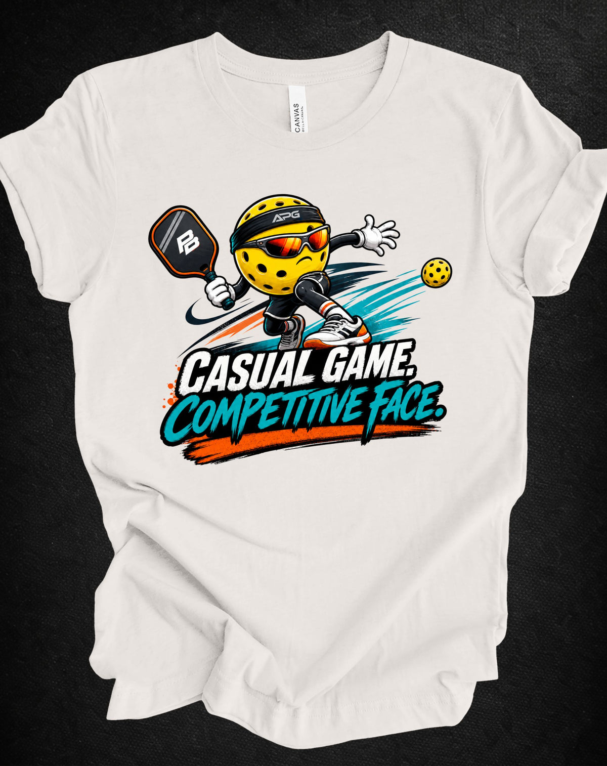 Pickleball Tee — "Casual Game, Competitive Face" Graphic Shirt