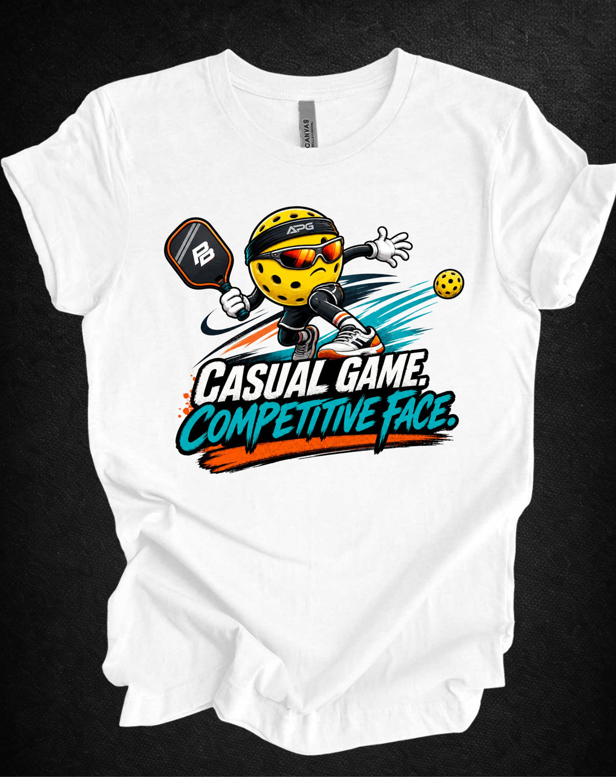 Pickleball Tee — "Casual Game, Competitive Face" Graphic Shirt