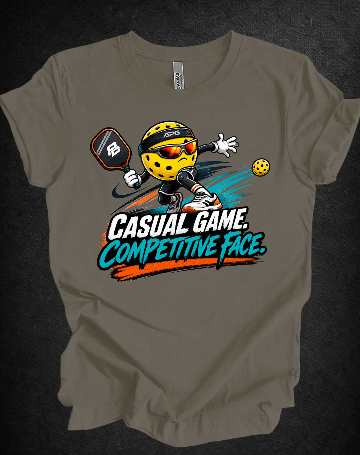 Pickleball Tee — "Casual Game, Competitive Face" Graphic Shirt
