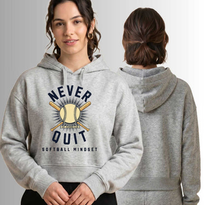 Never Quit Softball Cropped Hoodie | Softball Mindset