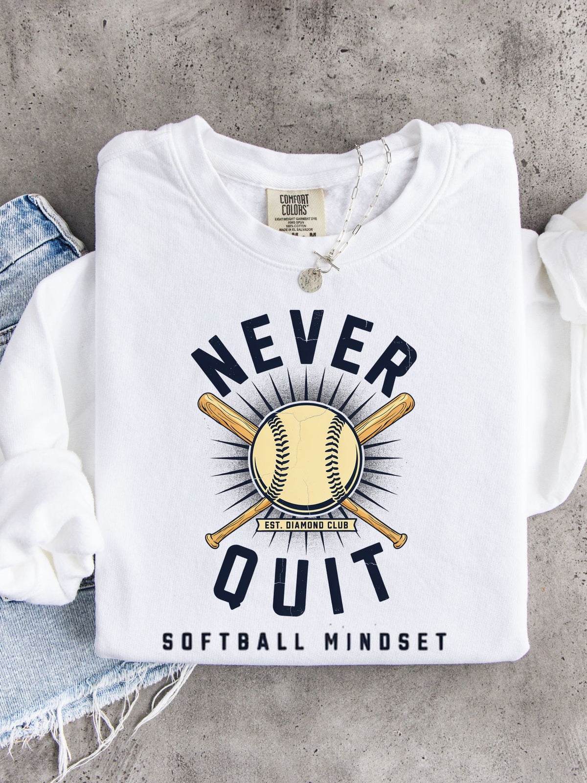 Never Quit Softball Lightweight Crewneck