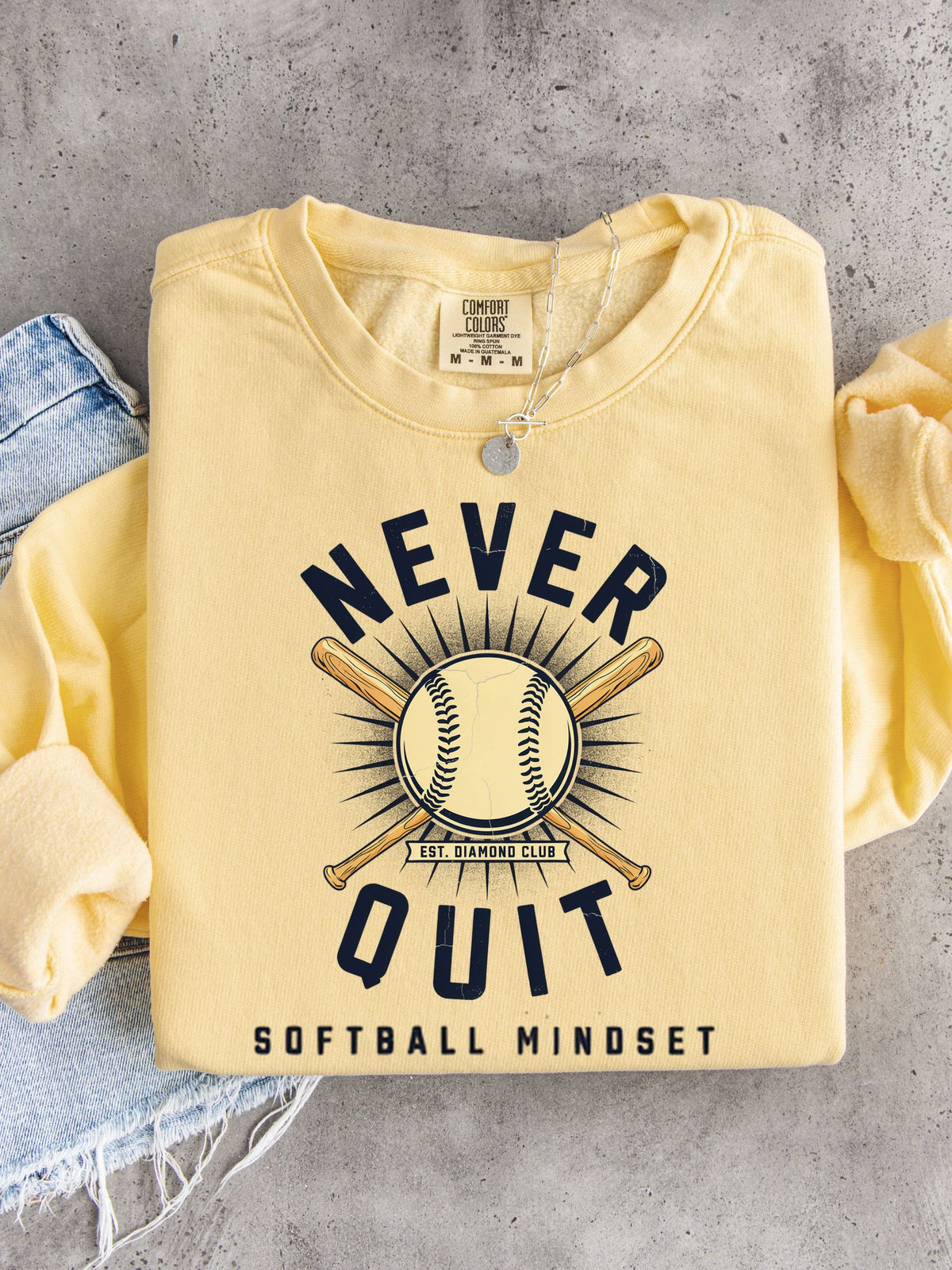 Never Quit Softball Lightweight Crewneck