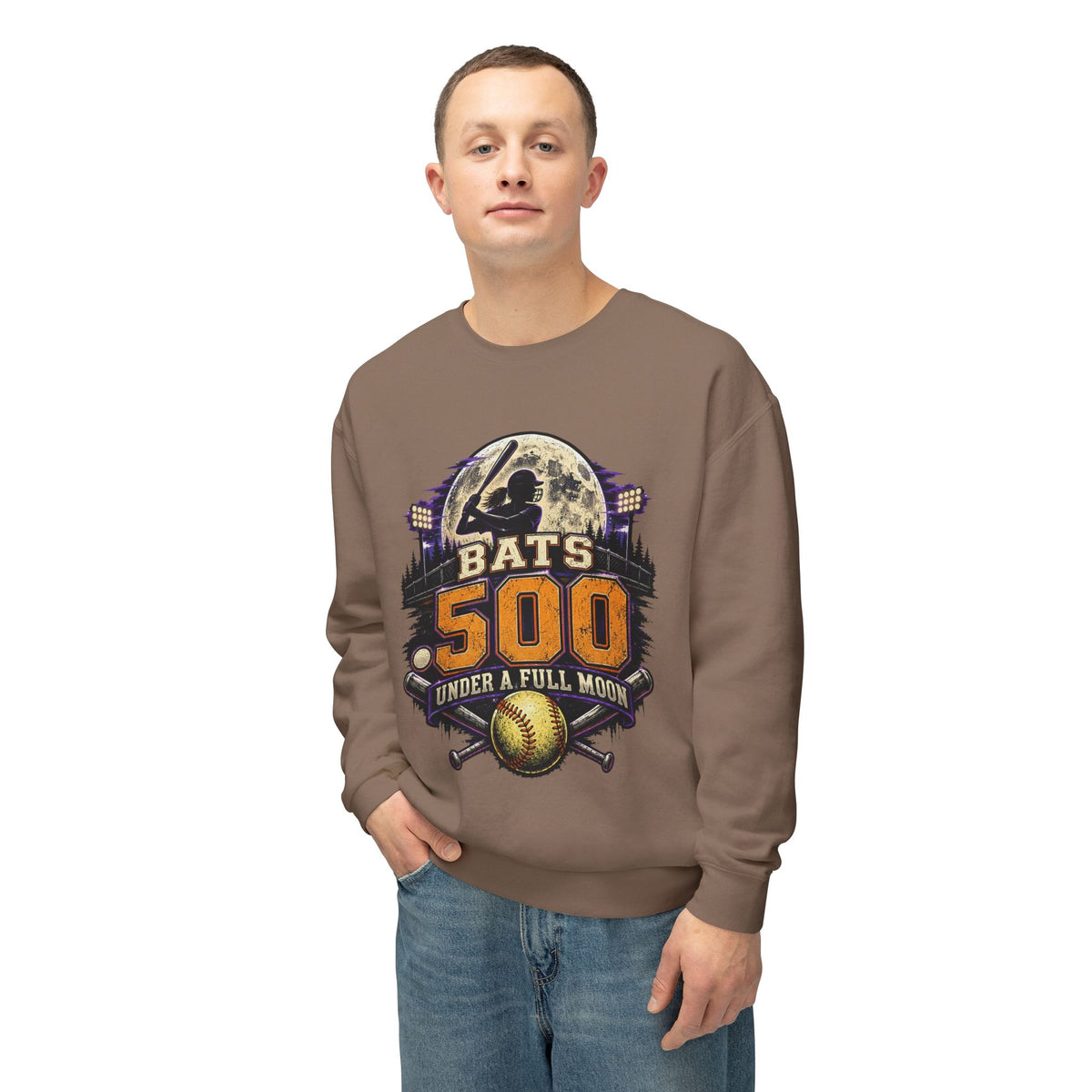 Bats .500 Under a Full Moon Lightweight Crewneck