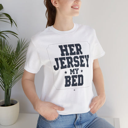 Her Jersey My Bed – Bold Varsity Sapphic Tee