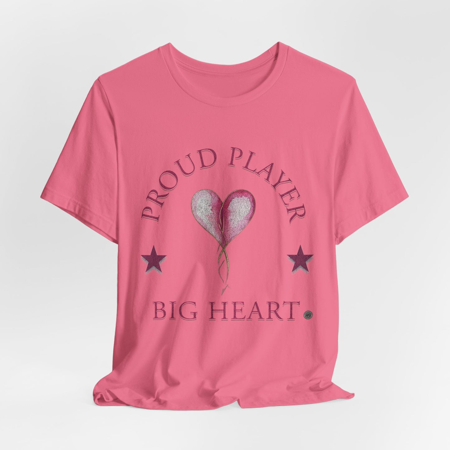 Proud Player Big Heart Tee – (Pink Heart Graphic)