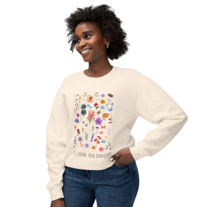 Rise, Bloom & Conquer — Lightweight 100% Cotton Crewneck