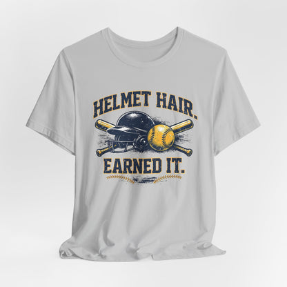 Helmet Hair Earned It Softball Graphic Tee