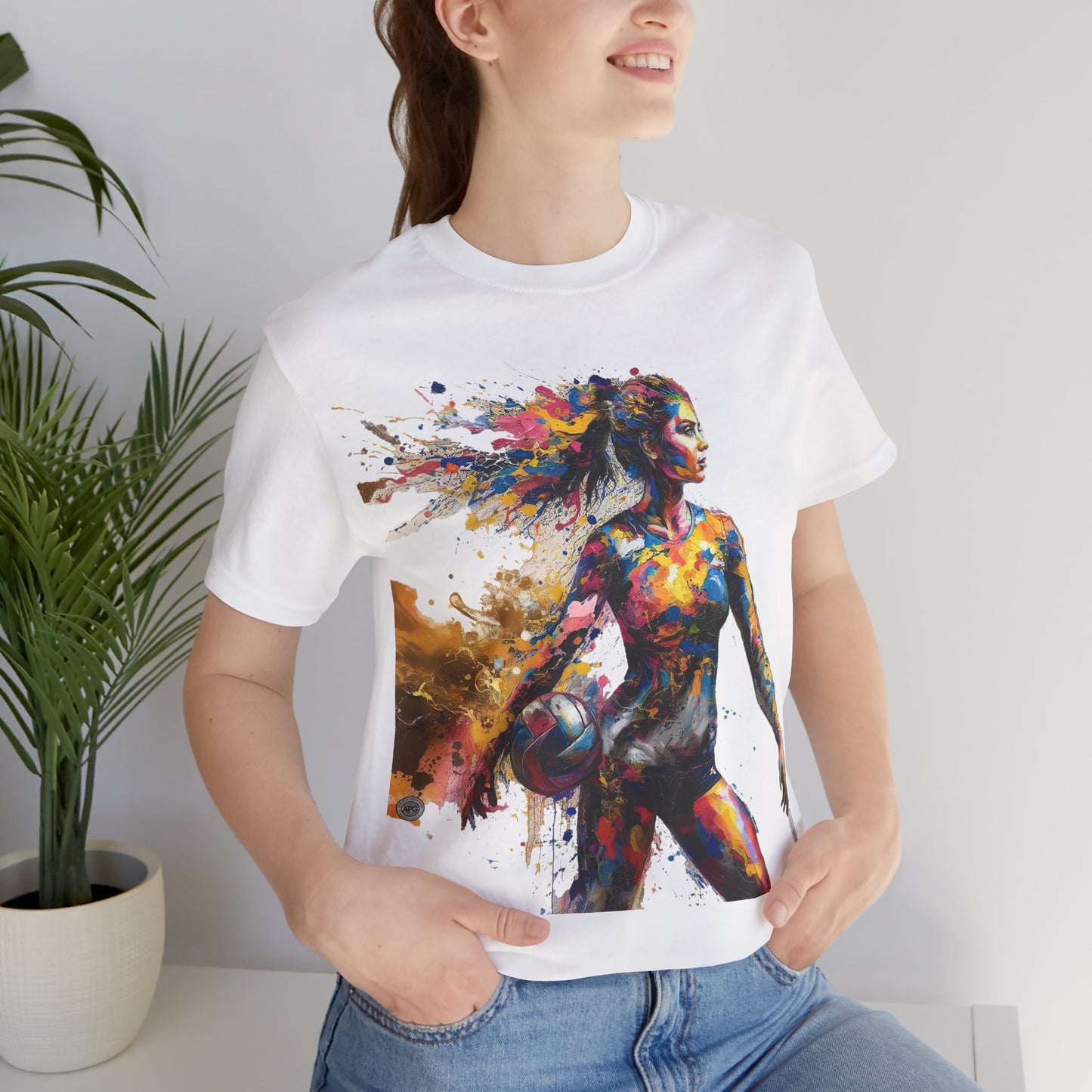 Painted Female Volleyball Player Unisex Tee