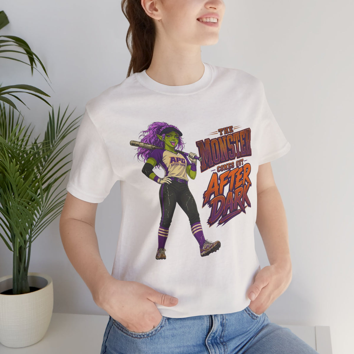 The Monster Comes Out After Dark Softball Tee