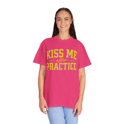 Unisex Tomboy T-shirt - 'Kiss Me after Practice' - Yellow Text