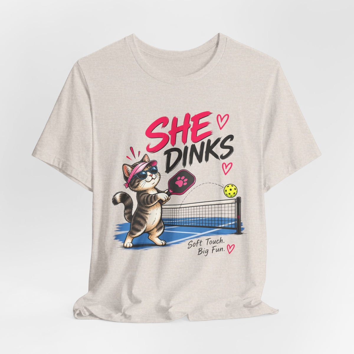 She Dinks Cat Pickleball Tee – Soft Touch, Big Fun