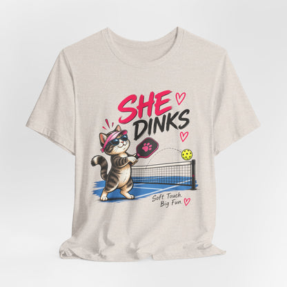 She Dinks Cat Pickleball Tee – Soft Touch, Big Fun